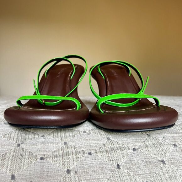 JW Anderson Bumper Tube Lime Green Patent Leather Strappy Heeled Sandal 38 US 8 - Picture 11 of 16